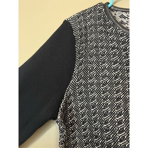 Talbots Pure Italian Merino Wool Zip Sweater Black White Petite Large - Picture 2 of 14